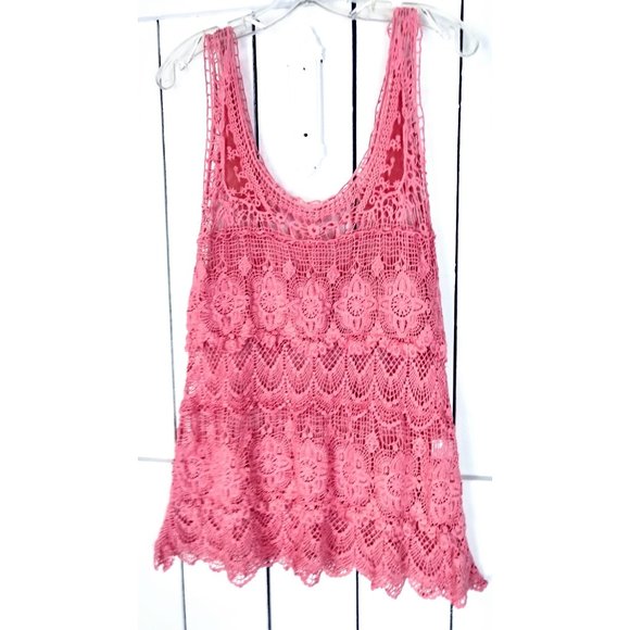 90s vintage crochet lace see through sleeveless tank top - Picture 3 of 4